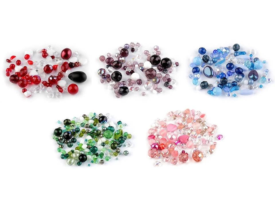 Stikla pērlītšu mix , Ø3 - 20 mm, dažādi izmēri, 50 g - dažādu krāsu varianti