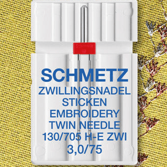Attēls ar Šujmašīnu adata dubultā izšūšanai SCHMETZ EMBROIDERY TWIN NEEDLE ZWI - Nr.3/75 (1gab.) – pieejams Šarlotes audumi