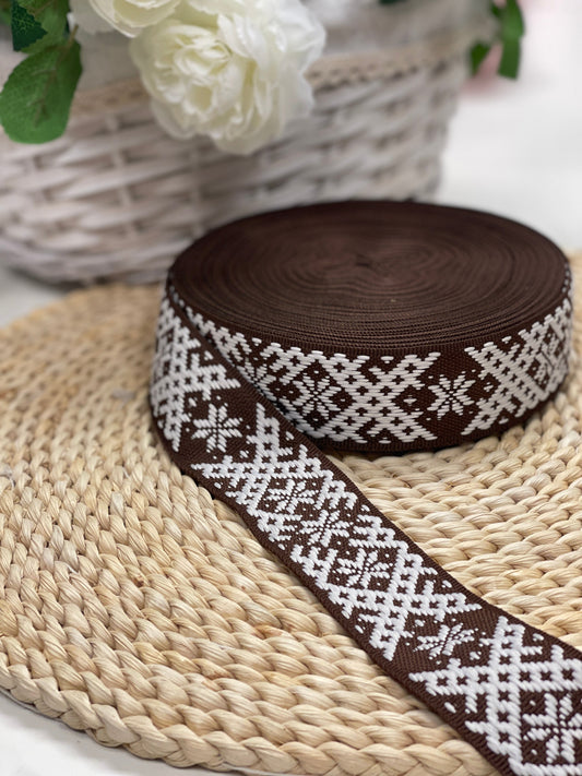 Tautiskā lente, josta 40mm - tumši brūna - LV