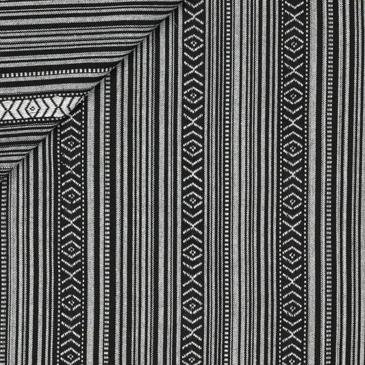 Tautiska raksta audums - melns ar pelēku 200 g/m²