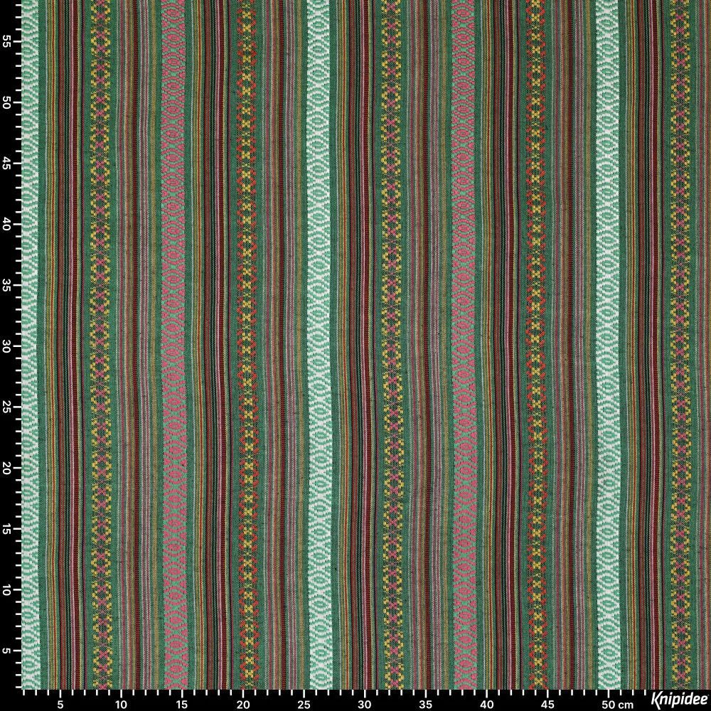 Tautiska raksta audums - zaļš 200 g/m²