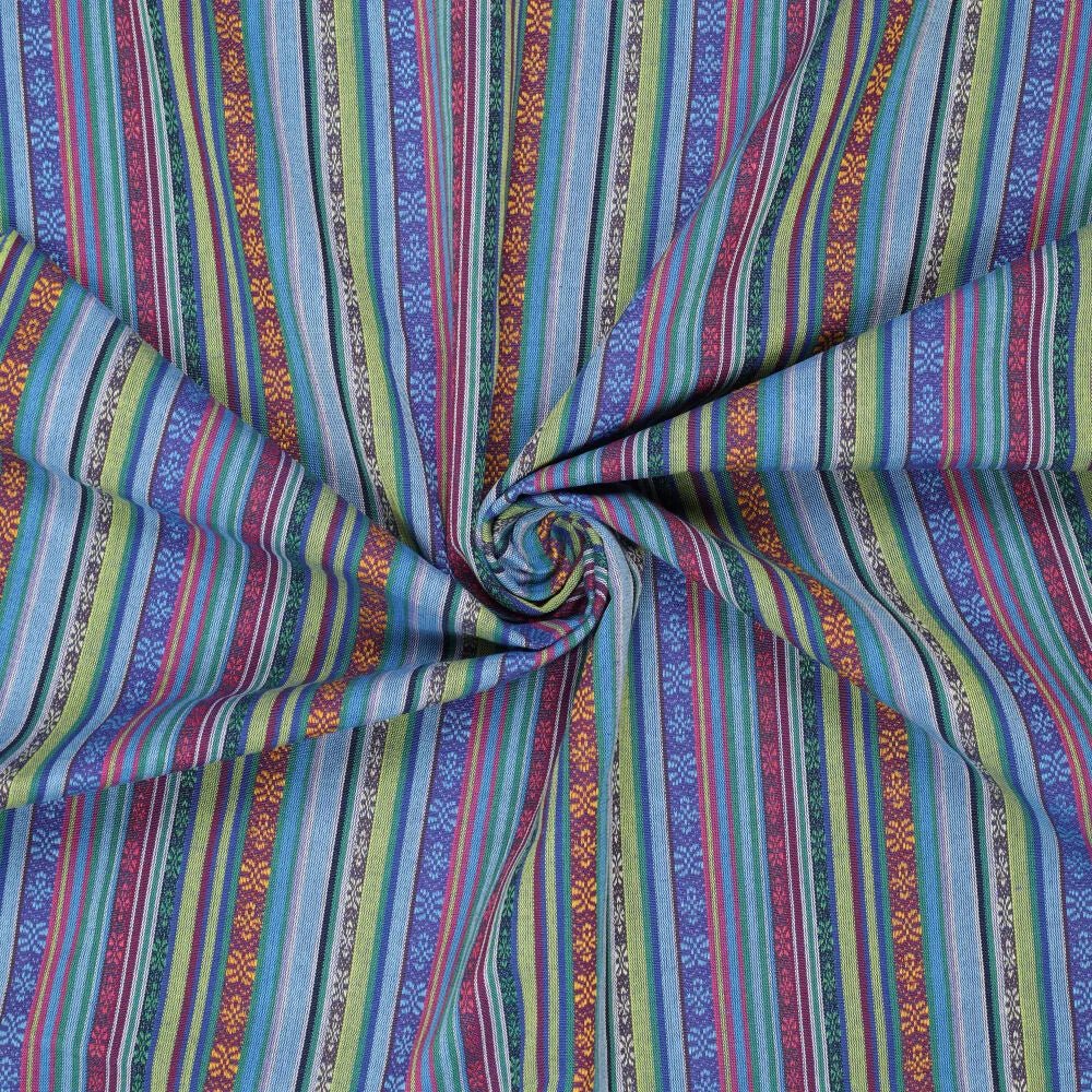 Tautiska raksta audums - zils ar zaļu 200 g/m²