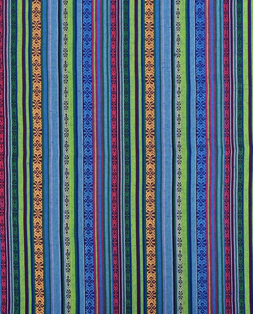 Tautiska raksta audums - zils ar zaļu 200 g/m²