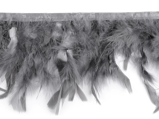 Tītara spalvu apdares lente - pelēka (50 cm iepakojums)