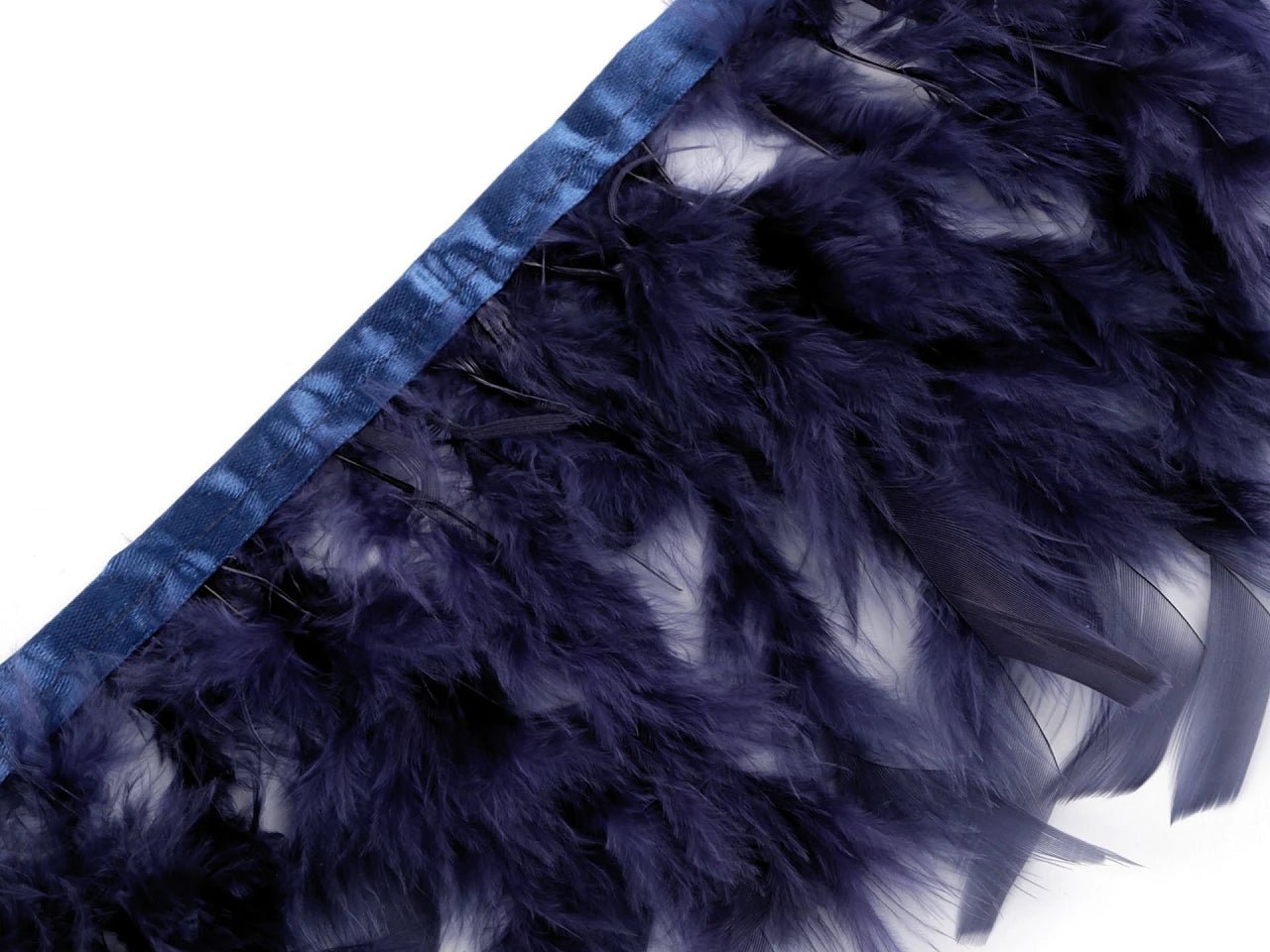 Tītara spalvu apdares lente - tumši zila (50 cm iepakojums)