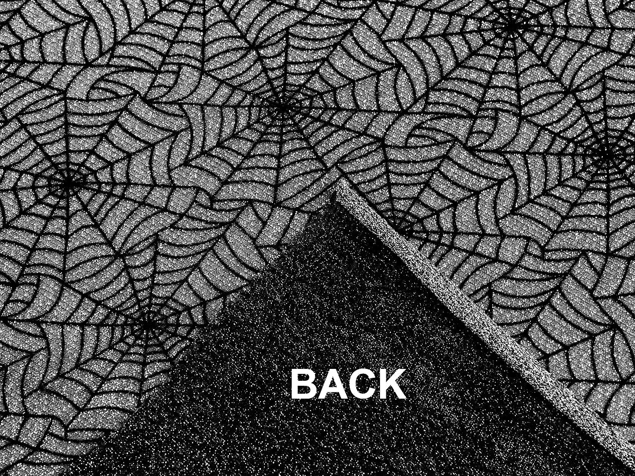 Trikotāžas audums ar lureksu, zirnekļu tīkls (Halloween) 90 g/m²