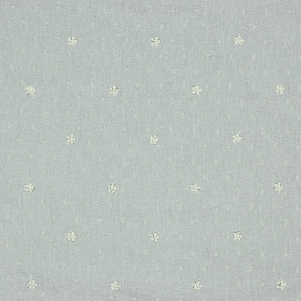 Izšūts kokvilnas audums-puķītes uz gaiši pelēka fona 70 g/m²