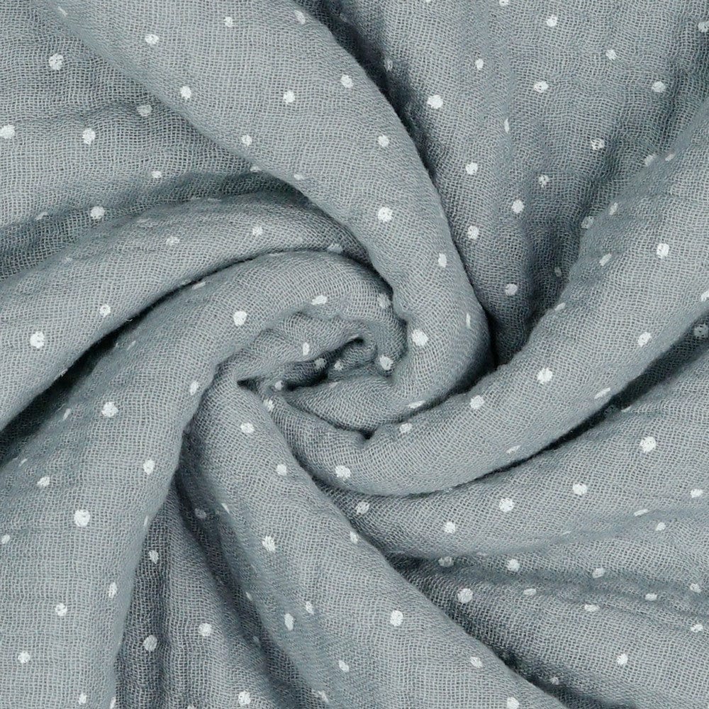 Muslīns-punktiņi uz pelēka fona 125 g/m²