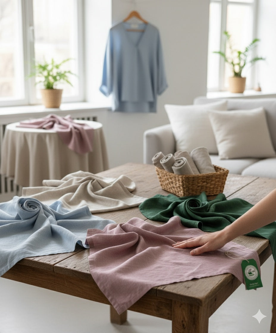 Vidēji biezs mazgāts lina audums 230g/m²