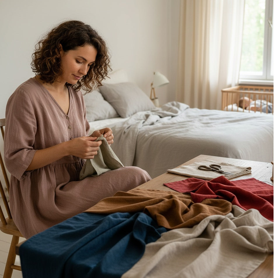 Keskmise paksusega pehmendatud lina kangas 205g/m²