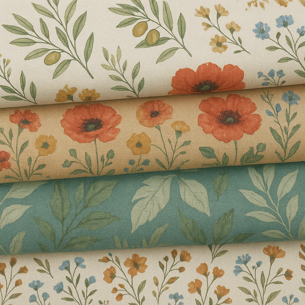 Viscose printed with linen