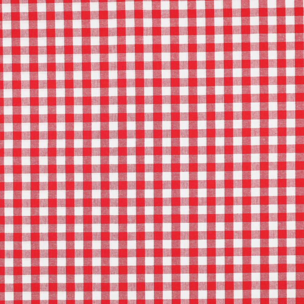 Premium 100% kokvilnas audums-sarkans rūtains 110 g/m²