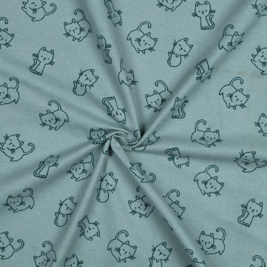 Flanelis-kaķi uz mint fona 165 g/m²