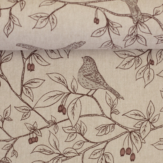 Kanvas audums-putni ar lapām 205 g/m²