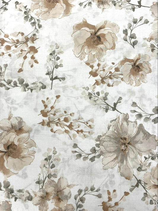 Attēls ar 100% Kokvilnas audums - balti ziedi 125 g/m² – pieejams Šarlotes audumi