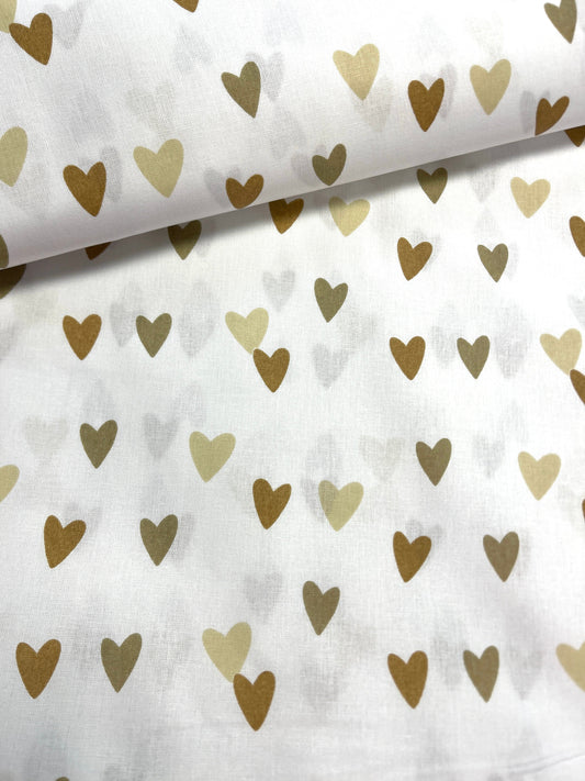 Attēls ar 100% Kokvilnas audums - brūnas sirsniņas 125 g/m² – pieejams Šarlotes audumi