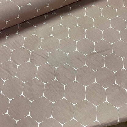 100% Puuvillane kangas - pruun abstraktne muster 220cm 146 g/m²