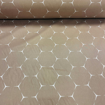 100% puuvillane kangas - pruun abstraktne muster 220cm 146 g/m²