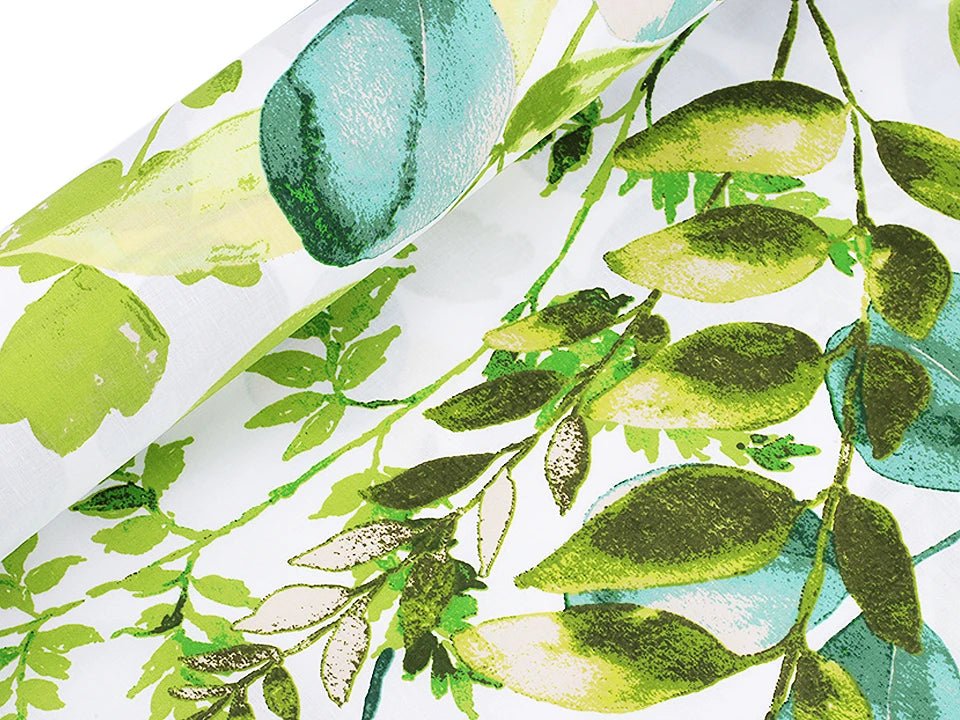 Pilt 100% puuvillast eukalüptimustriga kangast – saadaval veebis Šarlotes audumi