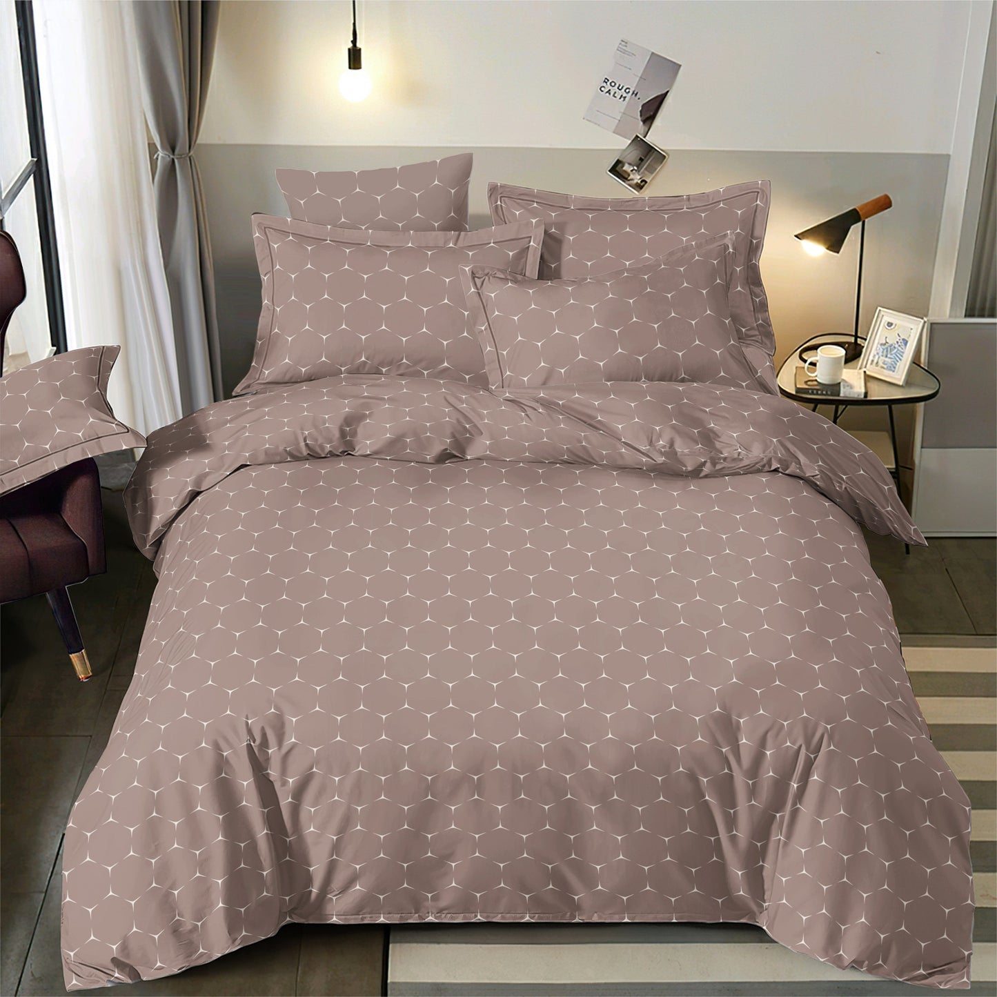 Attēls ar 100% Kokvilnas audums - ģeometriskās šūnas 220cm 146 g/m² – pieejams Šarlotes audumi