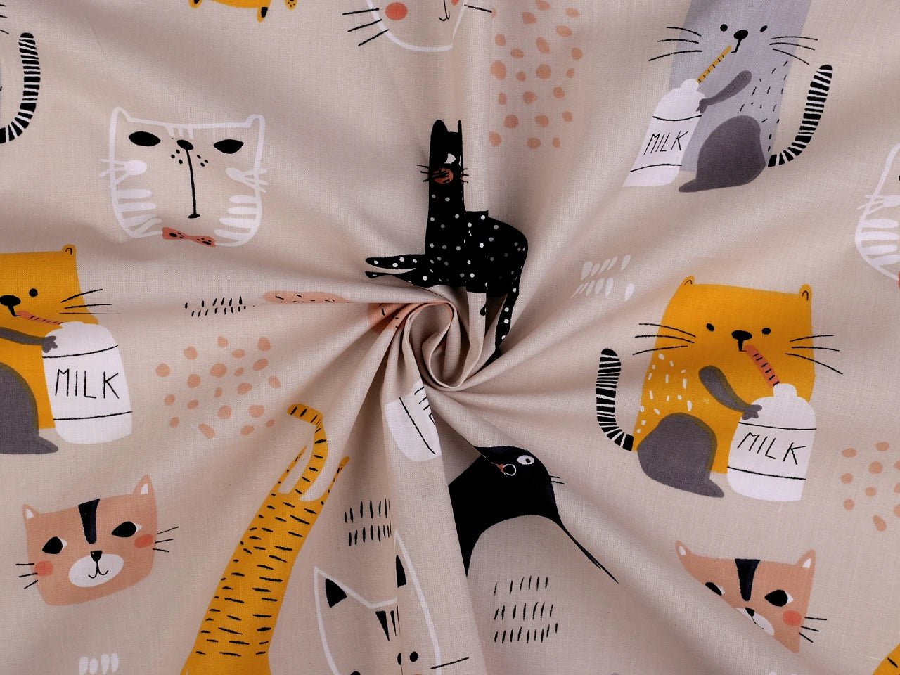 Attēls ar 100% Kokvilnas audums - kakis un piens 125 g/m² – pieejams Šarlotes audumi