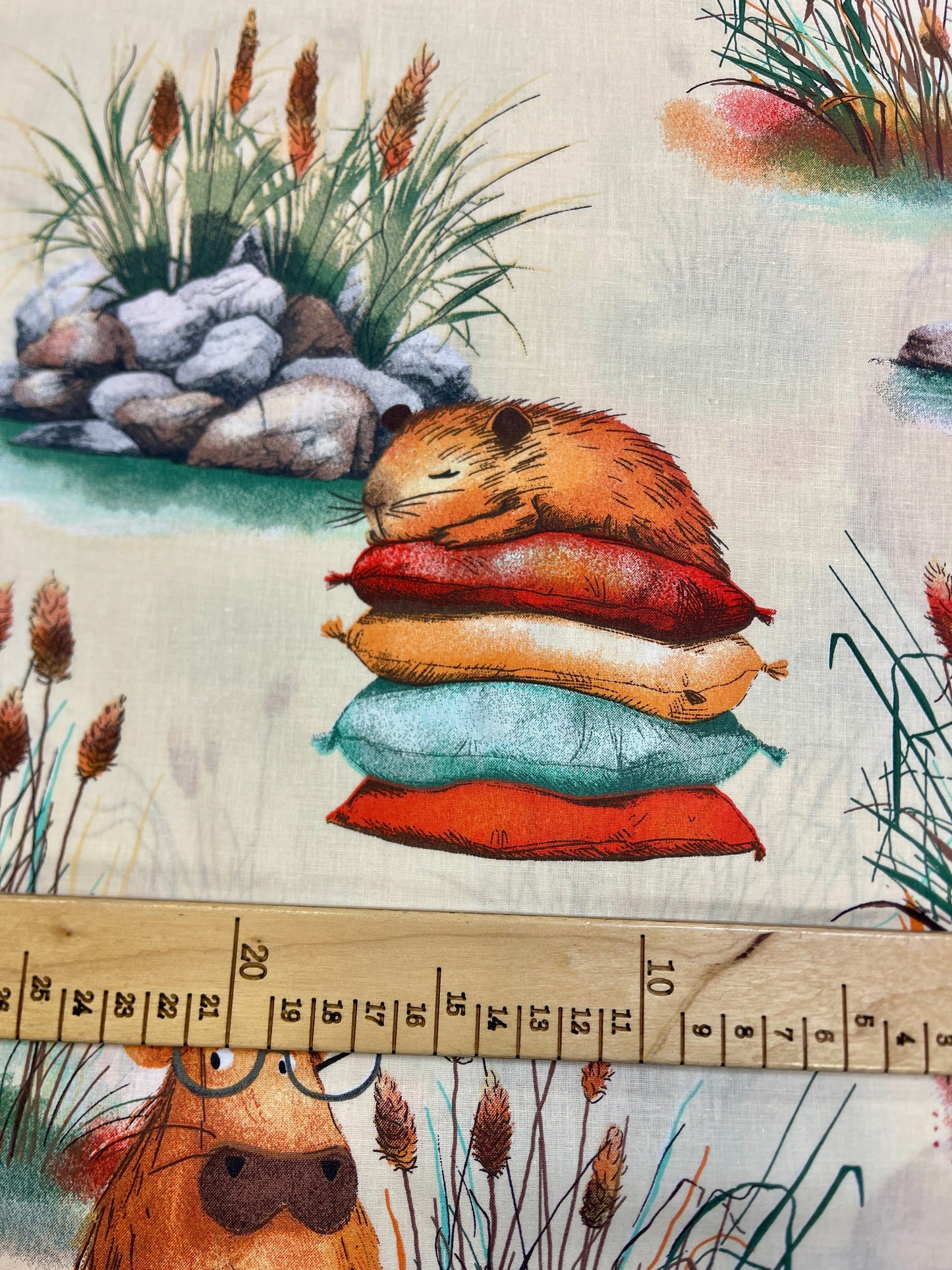 Attēls ar 100% Kokvilnas audums - kapibaras 125 g/m – pieejams Šarlotes audumi