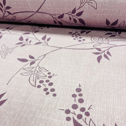 100% Kokvilnas audums - lillā lapu motīvs 220cm 146 g/m²