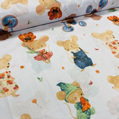 Tissu 100 % coton - souris 125 g/m²