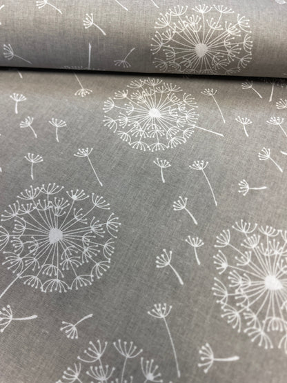 100 % coton - duvet de pissenlit sur fond gris 125 g/m²