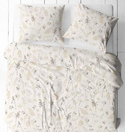 Image with 100% cotton fabric - meadow grasses on a beige background 125 g/m – available at Šarlotes audumi