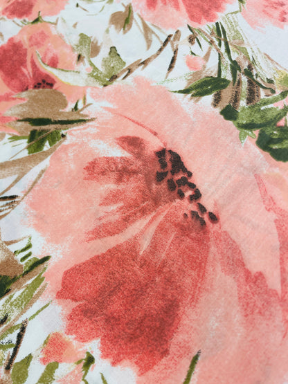 100% Cotton Fabric - Pink Floral Watercolor 125 g/m²