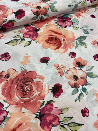 Image of 100% cotton fabric - roses 125 g/m² – available at Šarlotes audumi