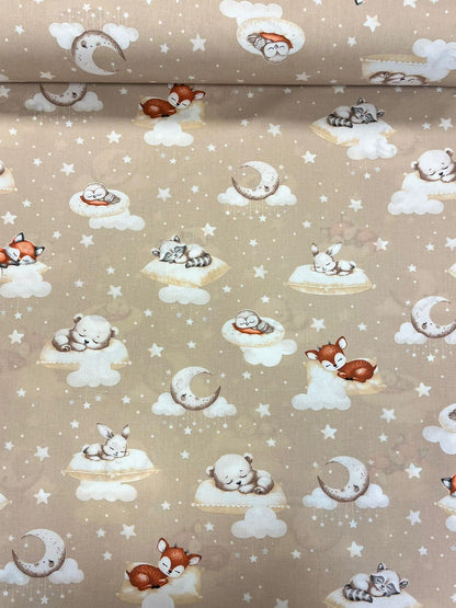 Image en tissu 100 % coton - doux petits rêves pour oursons sur fond beige 125 g/m² – disponible chez Šarlotes audumi