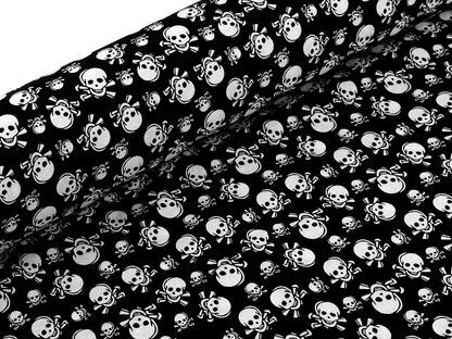 Image of 100% cotton fabric with skulls, 125 g/m² – available at Šarlotes audumi
