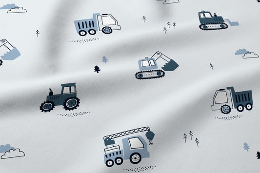 Attēls ar 100% Kokvilnas audums - traktori 125 g/m – pieejams Šarlotes audumi