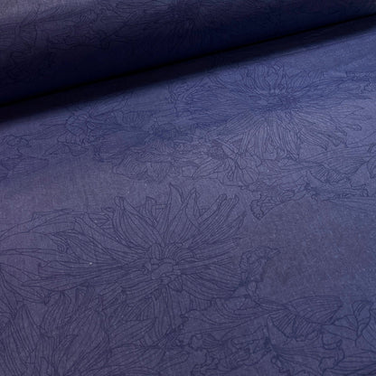 Image with 100% cotton fabric - flowers on dark blue 220cm 146 g/m² – available at Charlotte's fabrics