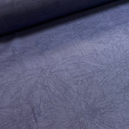 Image with 100% cotton fabric - flowers on dark blue 220cm 146 g/m² – available at Šarlotes audumi