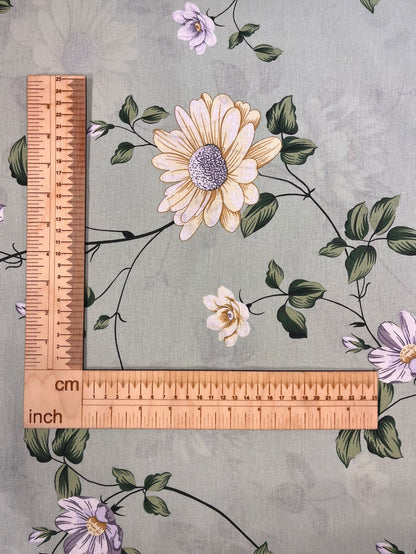 Pilt 100% puuvillakangast – lilleaas, salveiroheline, 220 cm 130 g/m² – saadaval Šarlotes audumi