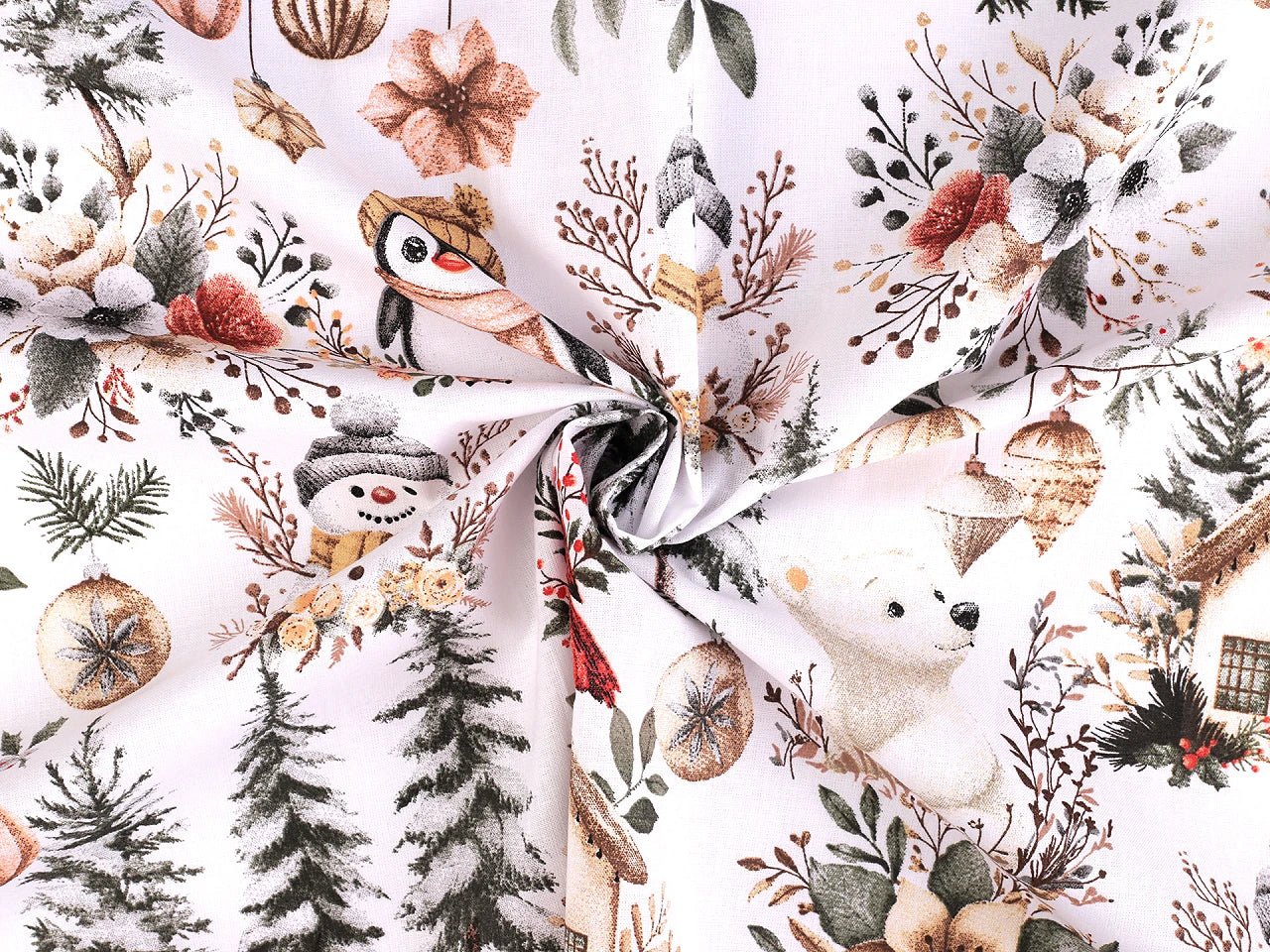 Attēls ar 100% Kokvilnas audums - ziemassvētku raksti 125 g/m – pieejams Šarlotes audumi