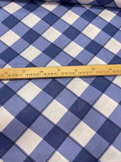 Image with 100% cotton fabric - blue checkered 125 g/m² – available at Šarlotes audumi