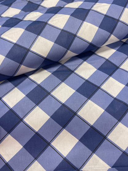 Image of 100% cotton fabric - blue plaid 125 g/m² – available at Šarlotes audumi