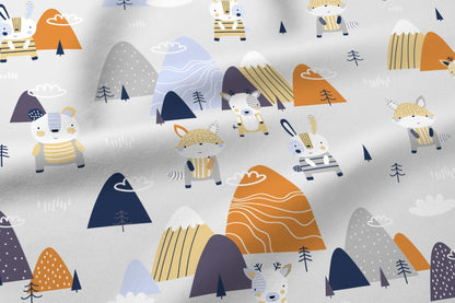 100 % tissu en coton - animaux en montagne 125 g/m²