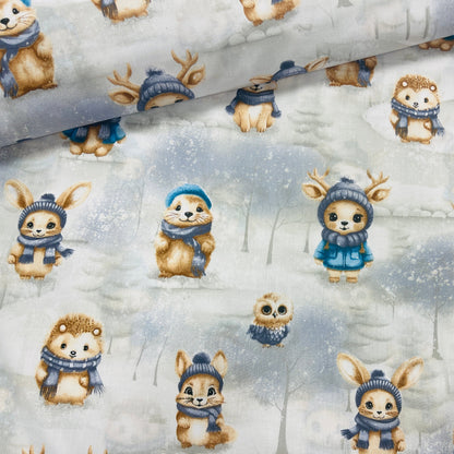 100 % tissu en coton - animaux avec des écharpes 125 g/m