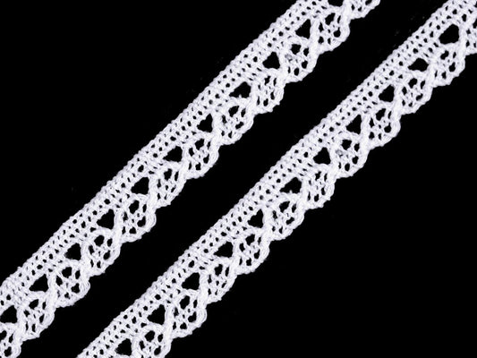 Attēls ar 100% Kokvilnas mežģīne 1 cm - balta – pieejams Šarlotes audumi