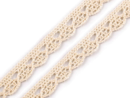 Attēls ar 100% Kokvilnas mežģīne 1,4 cm - dabīga – pieejams Šarlotes audumi