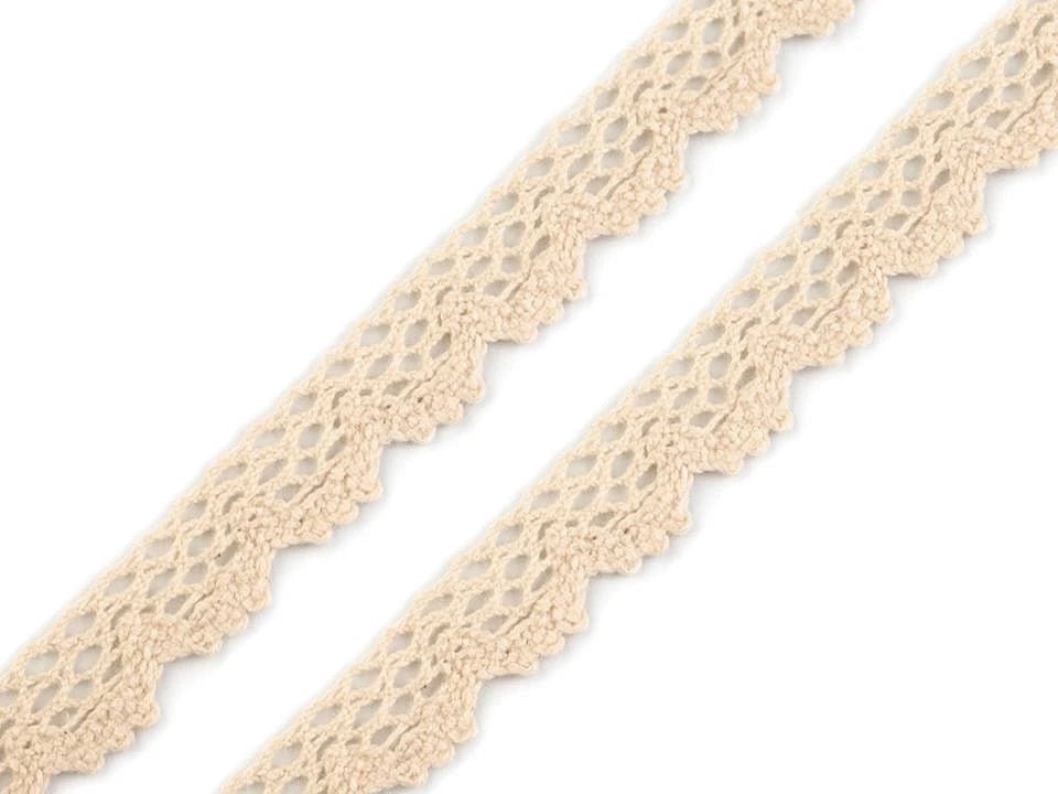 Attēls ar 100% Kokvilnas mežģīne - 1,4 cm dabīga – pieejams Šarlotes audumi