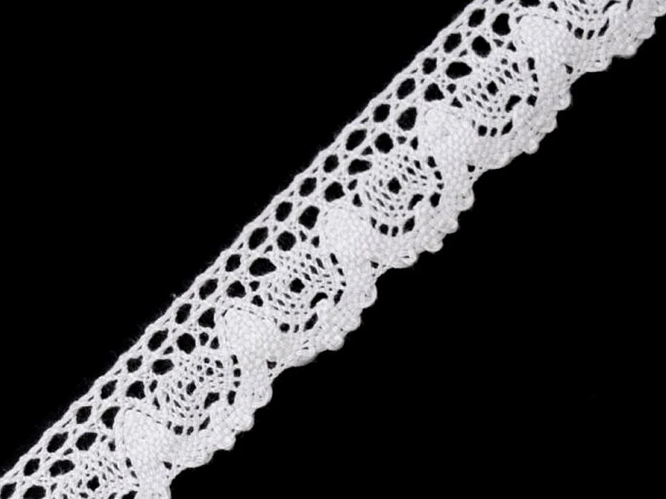 Attēls ar 100% Kokvilnas mežģīne 2,5 cm - balta – pieejams Šarlotes audumi