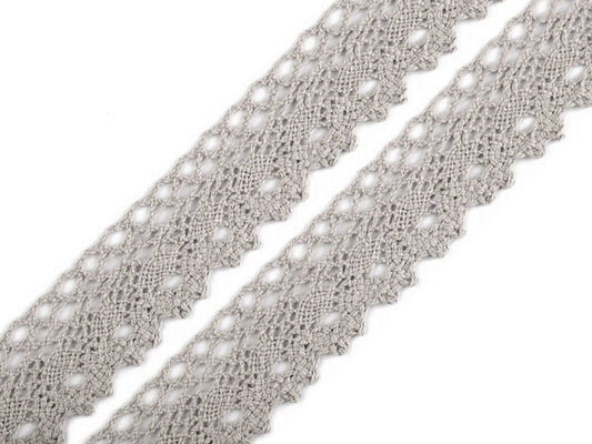 100% Kokvilnas mežģīne|2,8 cm| pelēka