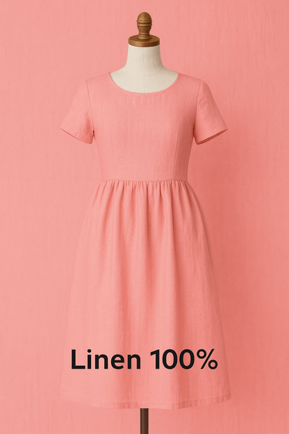 100% Softened linen - strawberry sorbet 165 g/m²