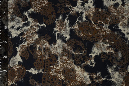 Image with 100% viscose fabric - brown and black pattern 135 g/m² – available at Šarlote Fabrics